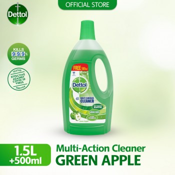 Dettol Multi Action Cleaner 1.5L+FOC 500ml (Green Apple)