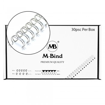 M-Bind Double Wire Bind 2:1 A4 - 1-1/2"(38mm) X 23 Loops, 30pcs/box, Silver